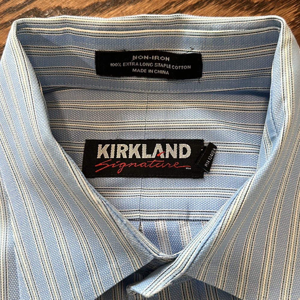 Kirkland men’s dress shirt 16x32 100% cotton. Freshly dry-cleaned!